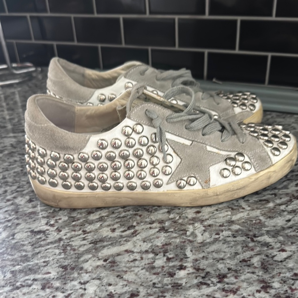 Golden Goose Gray Studded Sneakers